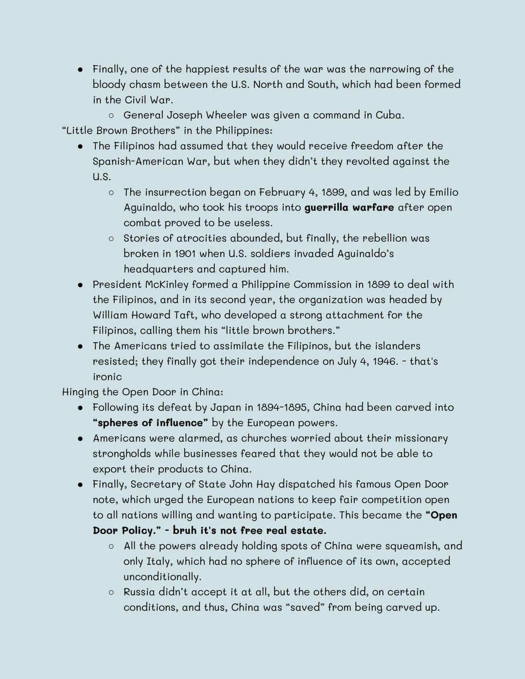 
<p>From the end of the Civil War to the 1880s, the United States was very isolationist, but in the 1890s, due to rising exports, manufactur