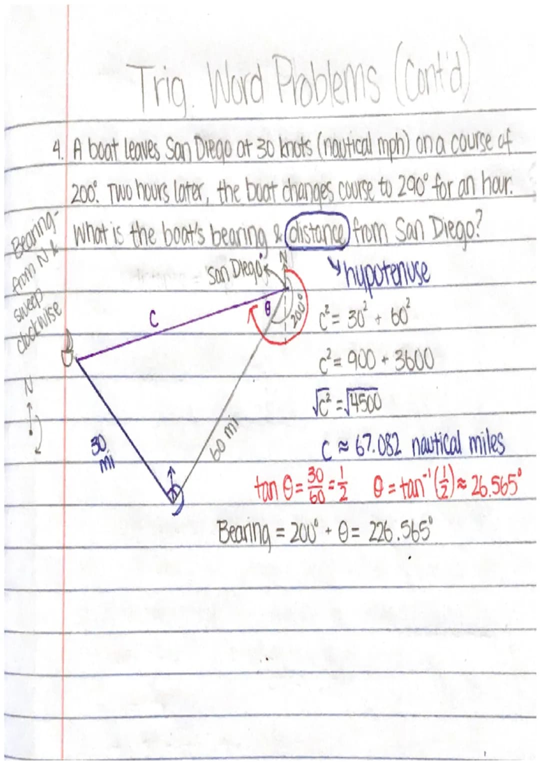 4-8 P9.328
Trig. Word Problems
*
Ex. A loft. 2in tall man looks up at a 37° angle to the top of a
building. He is 689 inches away from the b