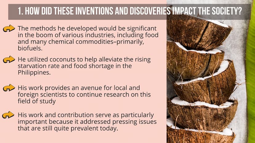 ХХ
ХХ
X X
X X
FILIPINO
SCIENTISTS
and their
CONTRIBUTIONS
GROUP 8 SCIENCE AND TECHNOLOGY JULIAN BANZON N
00
CH3
OH
C₂H.
C
C₂H5
H₂C
OH
SN
OH 