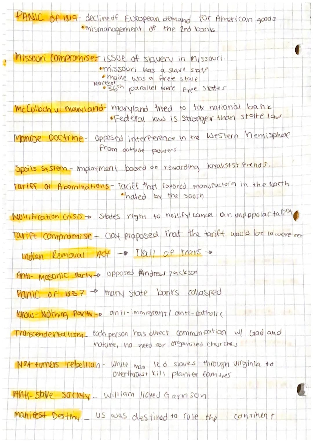 #
1
}
F
APUSH (midterm study)
(midterm study periods 1-3
ANTI FEDERALISTS- Opposed a strong central gov, insisted Bill of
rights. THOMAS JEF