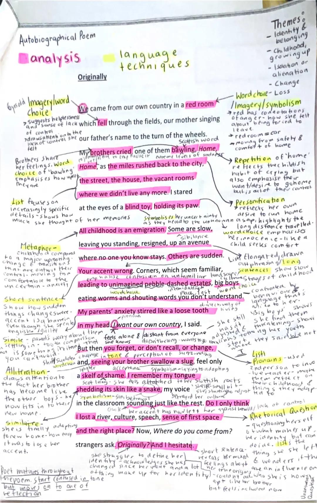 Carol Ann Duffy Poem Annotations for Higher English: Originally, Valentine, Mrs Midas