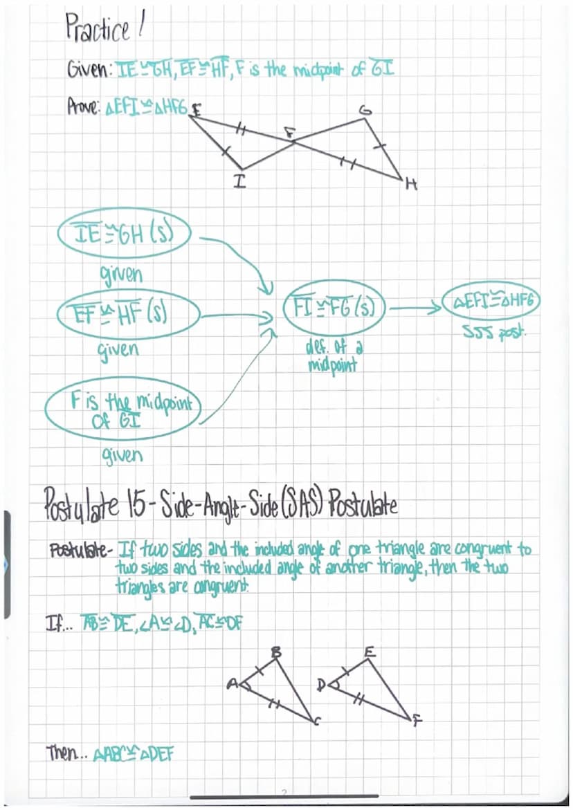 3-2 Triangle Congruence by SSS & SAS
Postulate 14-Side-Side-Side (SSS) Postulate
Postulate-If the three sides of one triangle are congruent 
