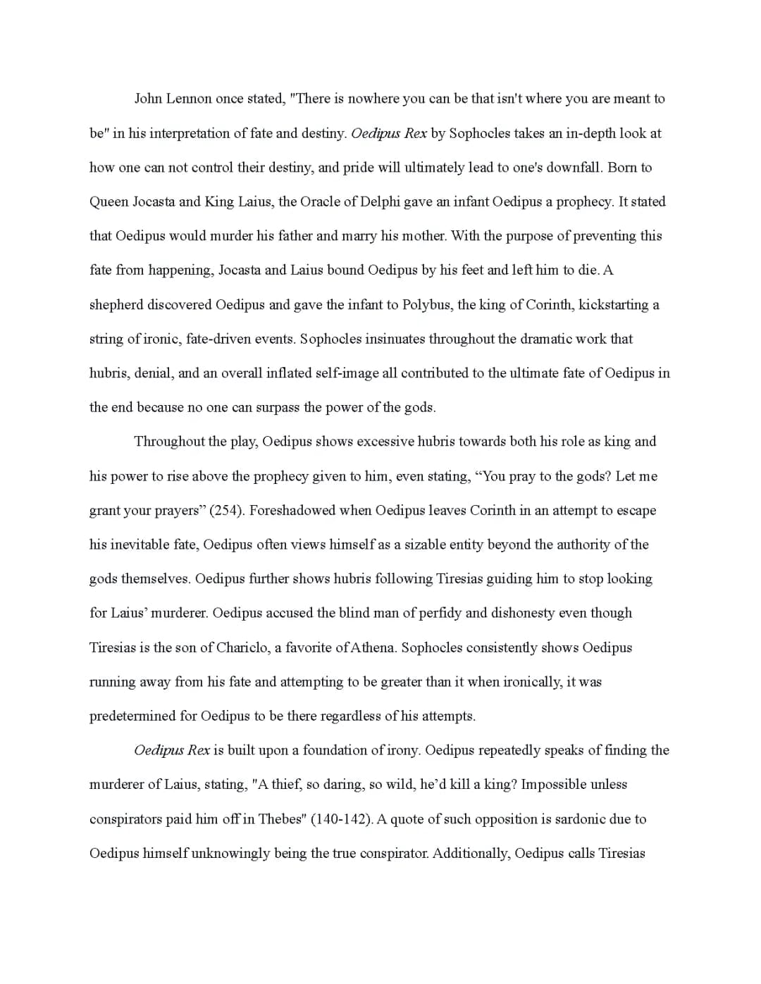 Oedipus Rex Essay