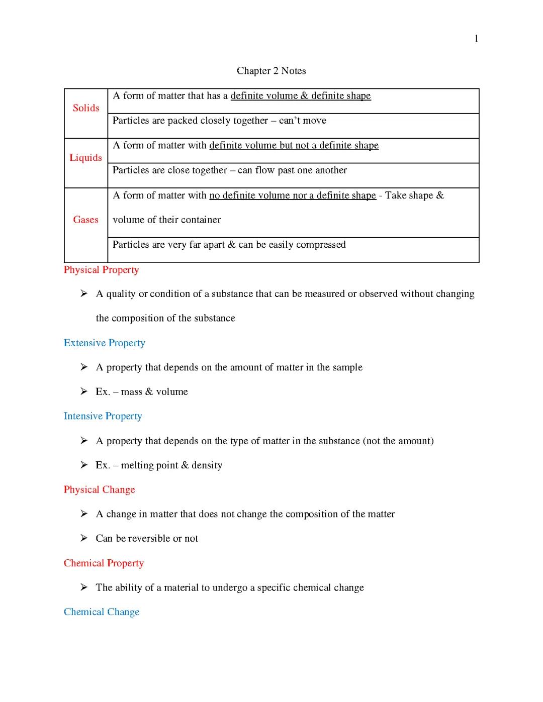 Chapter 2: Phase Changes