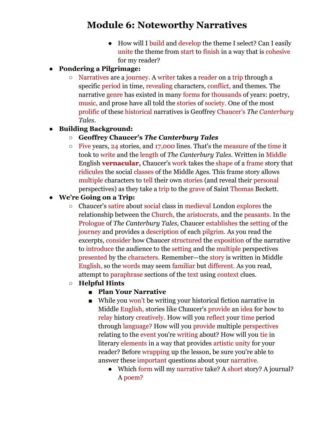 06.01: Establishing a Narrative
● Fiction has a way of bringing history to life. Where textbooks leave off, narratives
pick up. Consider the