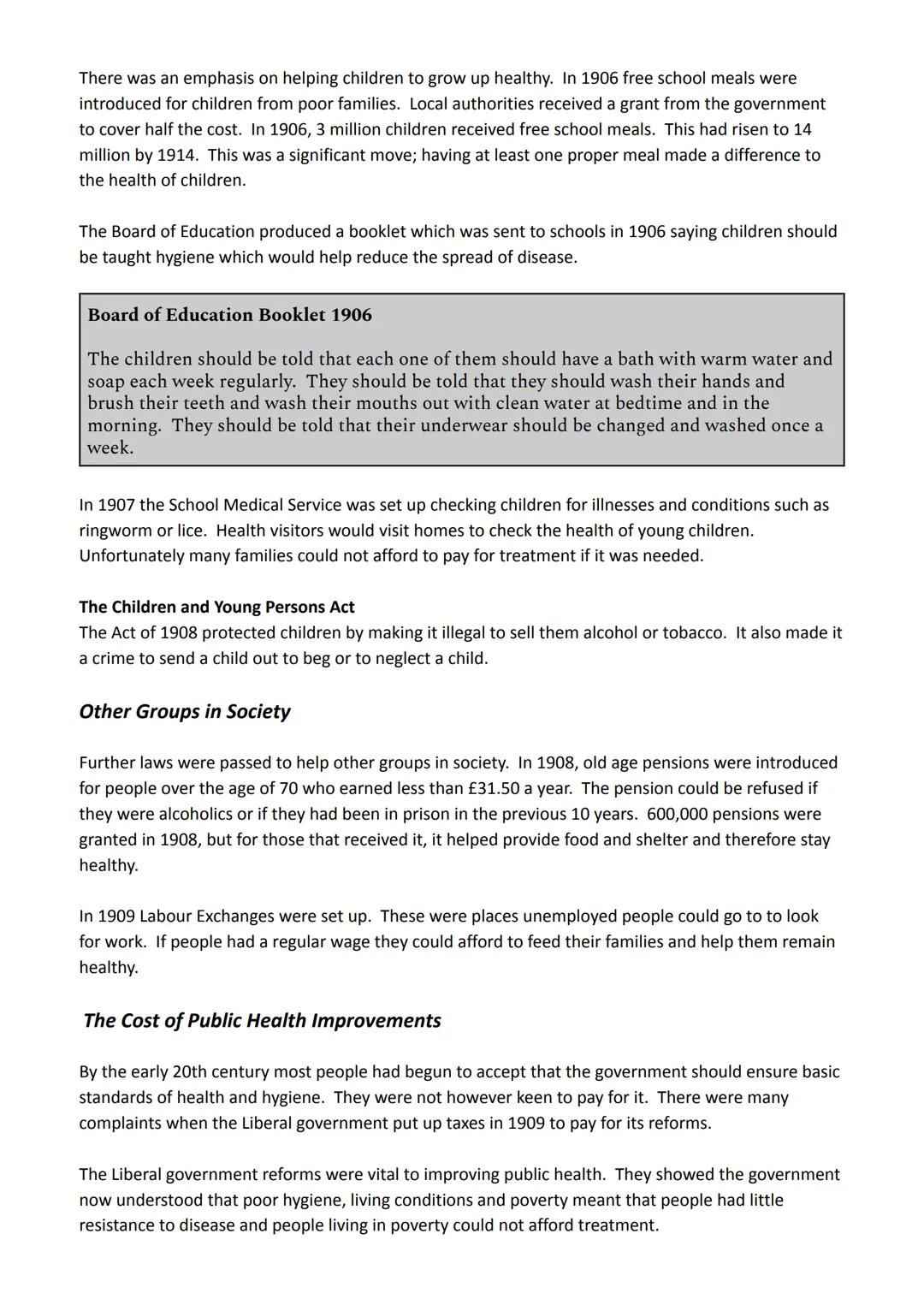 Lesson 29 - Public Health and the NHS
The early 20th century was a time when two factors had a major effect on medicine. The role of the
gov