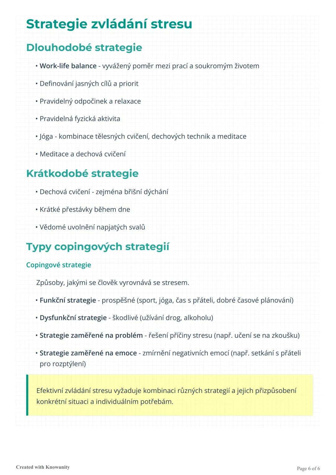 Stres
Komplexní přehled stresu, jeho typů, fyziologických mechanismů a strategií pro jeho
zvládání.
Co je stres?
Stres je fyzická a psychick