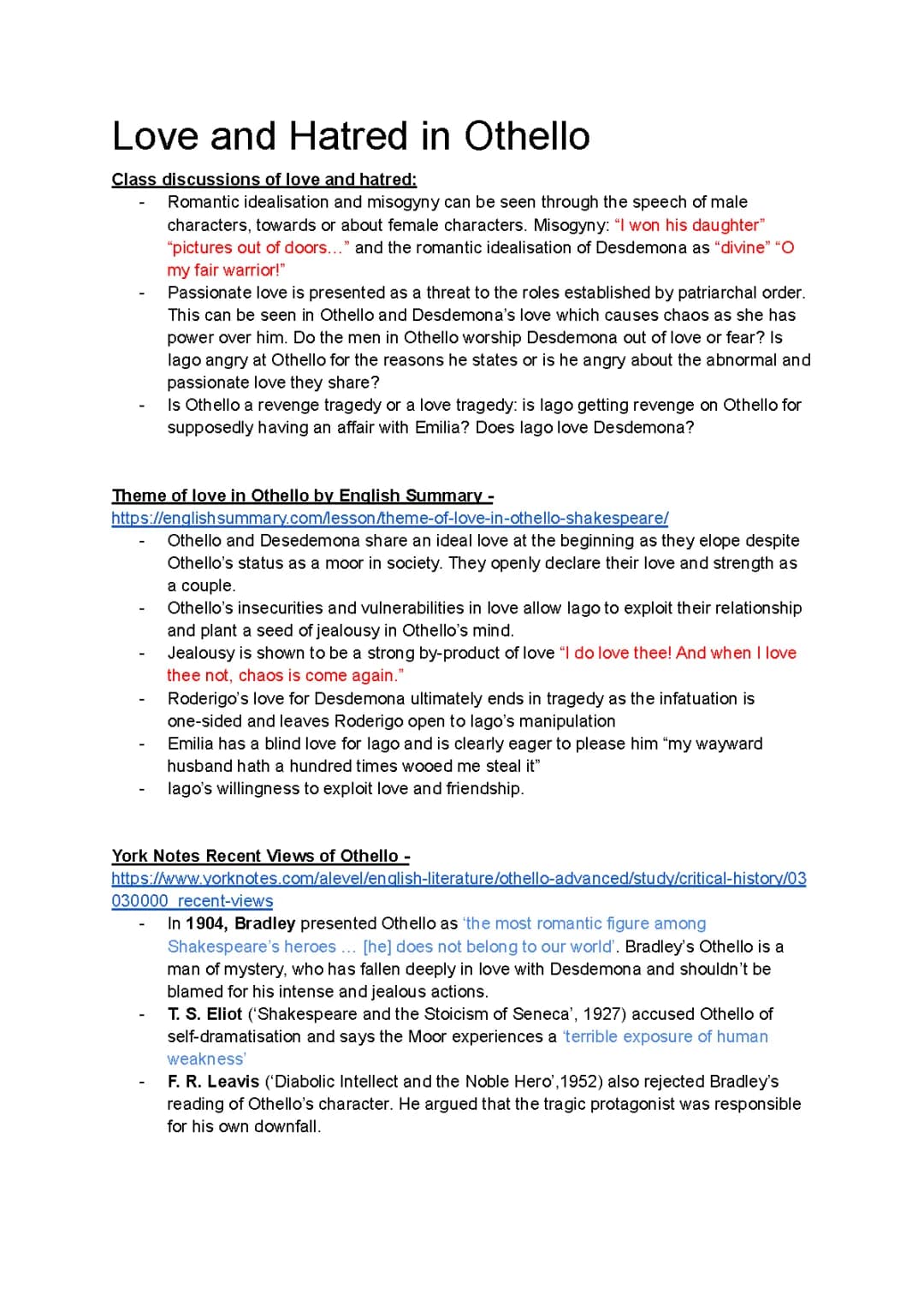 Love, Hatred, and Jealousy in Othello: Quotes and Summary
