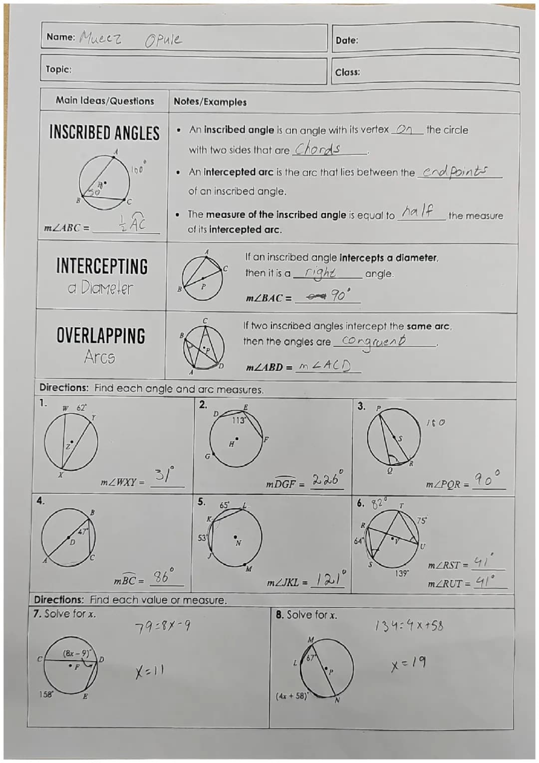 Inscribed Angles 