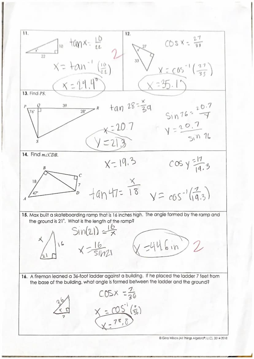 Name:
Violet Freeman
Date:
Per:
Unit 7: Right Triangles & Trigonometry
Homework 5: Trigonometry:
Finding Sides and Angles
This is a 2-page d