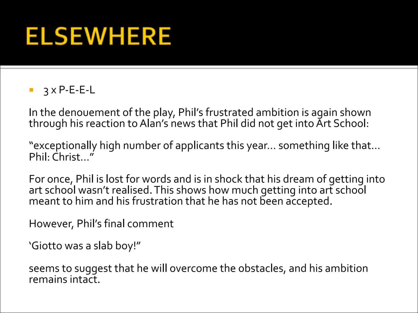 THE SLAB BOYS
by John Byrne
FINAL 10 MARK QUESTION Structure your answer clearly...
FINAL QUESTION Worth 10 marks at Higher
Marks are likely