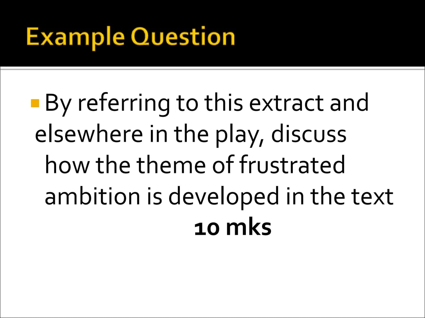 THE SLAB BOYS
by John Byrne
FINAL 10 MARK QUESTION Structure your answer clearly...
FINAL QUESTION Worth 10 marks at Higher
Marks are likely