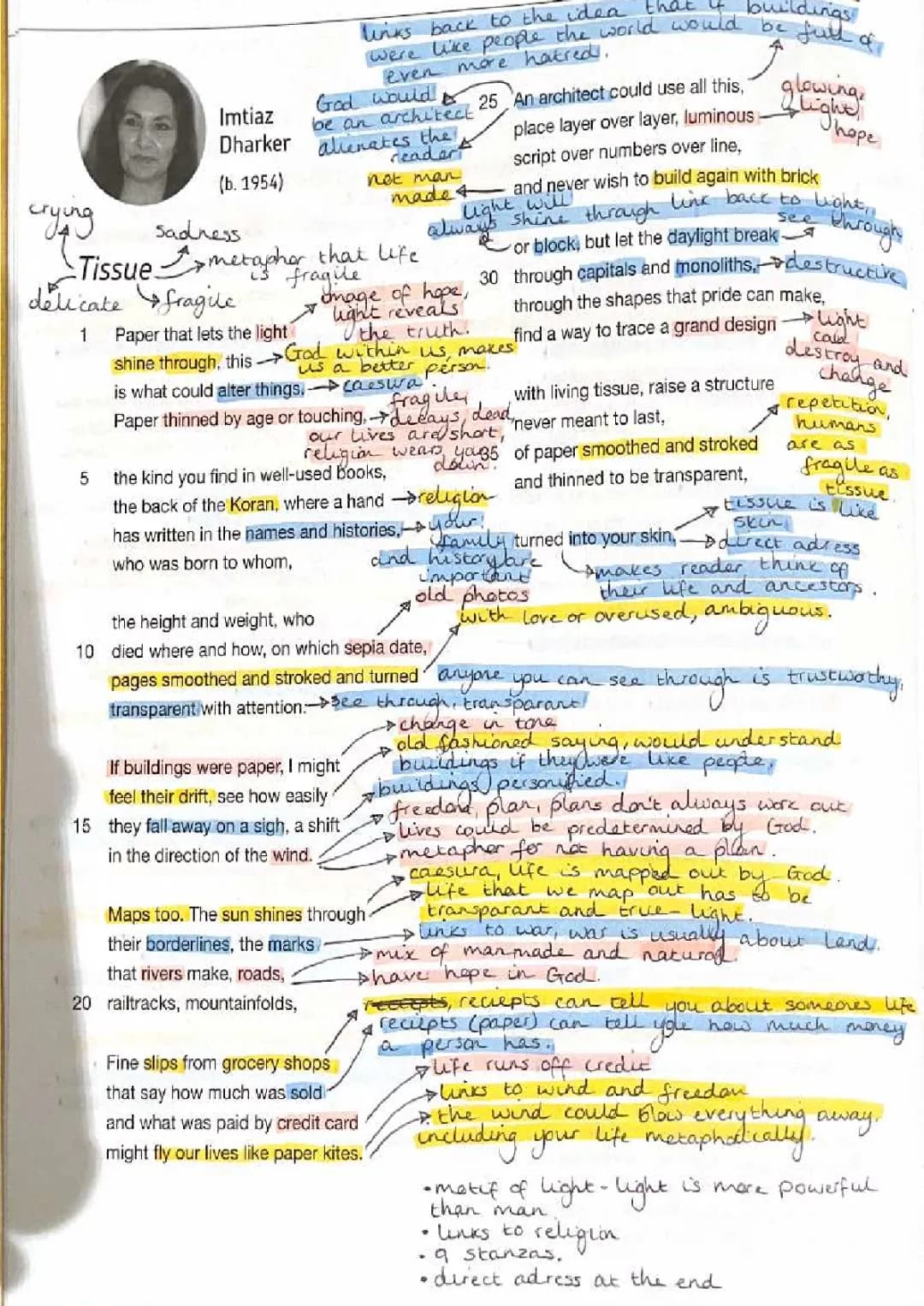 tissue poem notes