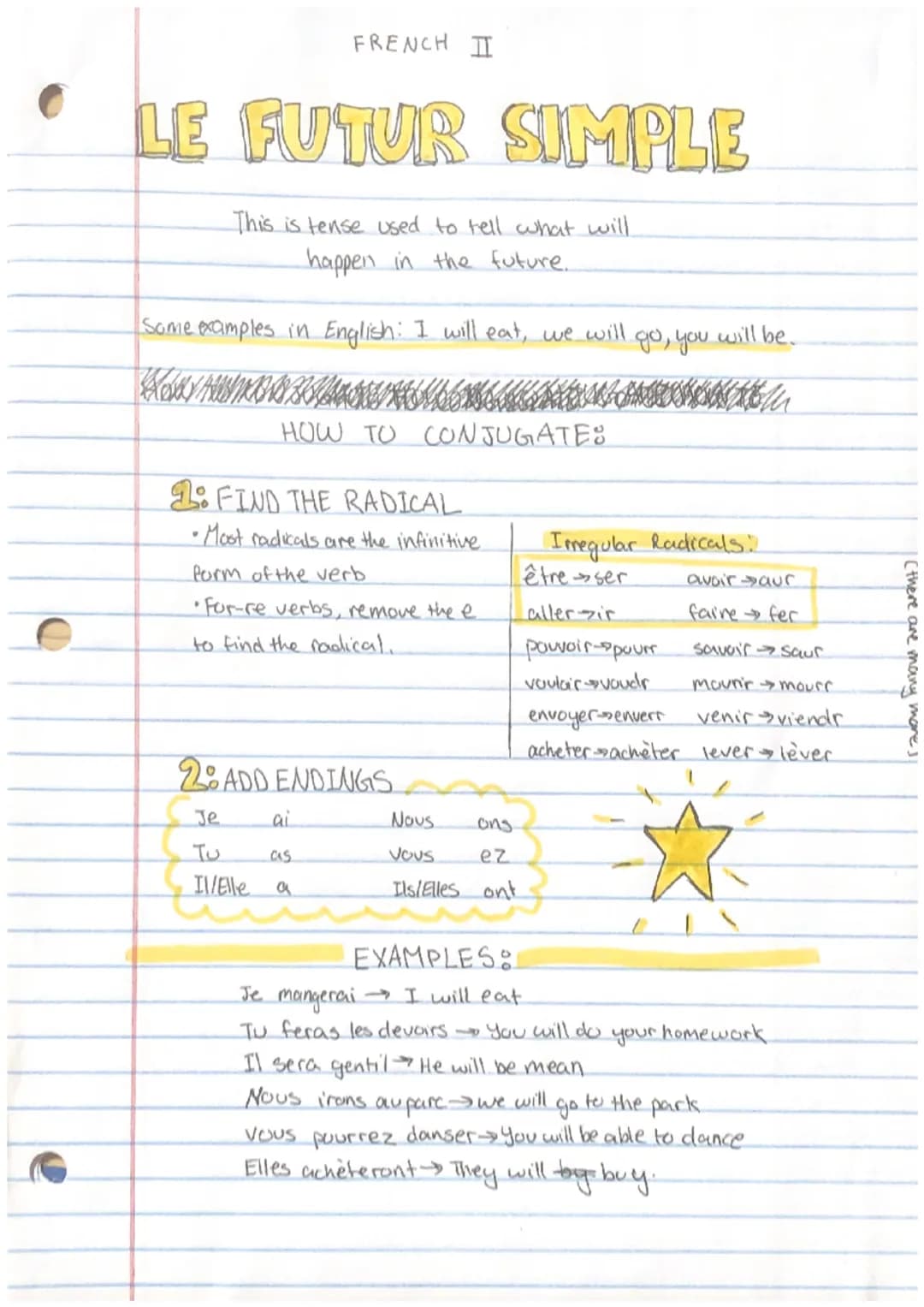 C
FRENCH I
LE FUTUR SIMPLE
This is tense used to tell what will
happen in the future..
Some examples in English:
KAY MAY
HOW TO CONJUGATE:
w