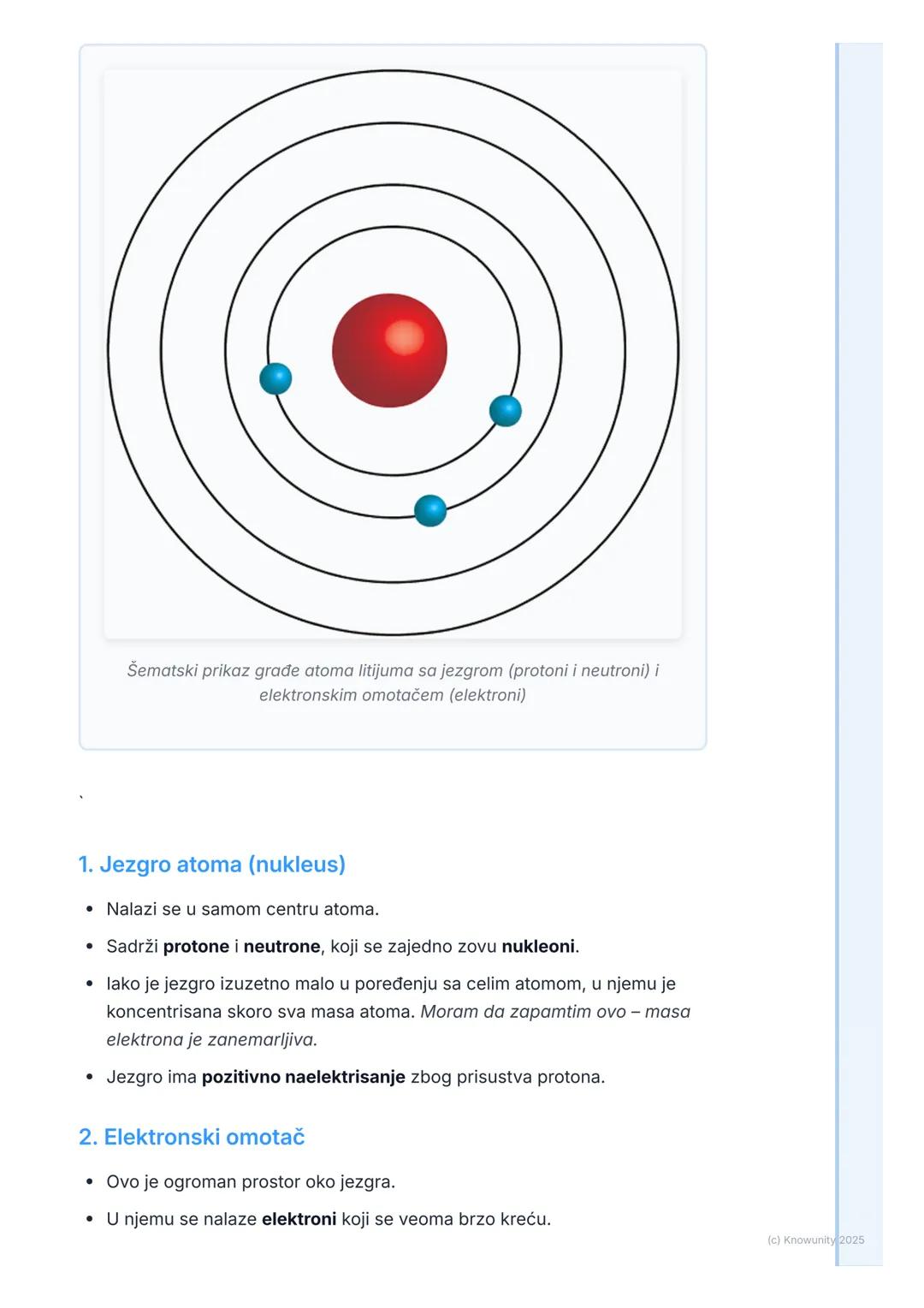 # Građa atoma

## Uvod u građu atoma

Sve oko nas, sve što vidimo i osećamo, sastoji se od sićušnih čestica koje se
zovu atomi. Dugo se misl