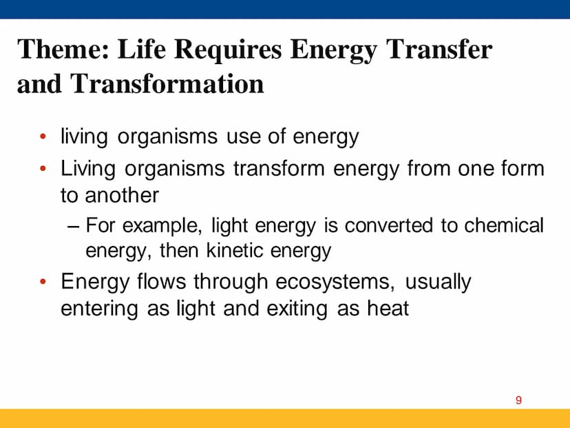 ●
●
Biology is the scientific study of life
What is life?
Life is recognized by what living things do Order
A Energy processing
2017 Pearson