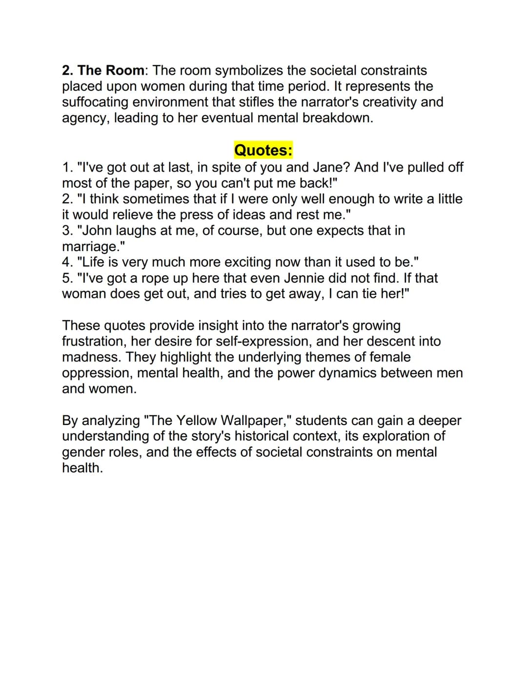 Title: "The Yellow Wallpaper" by Charlotte Perkins
Gilman: A Literary Analysis
Introduction:
• "The Yellow Wallpaper" by Charlotte Perkins G