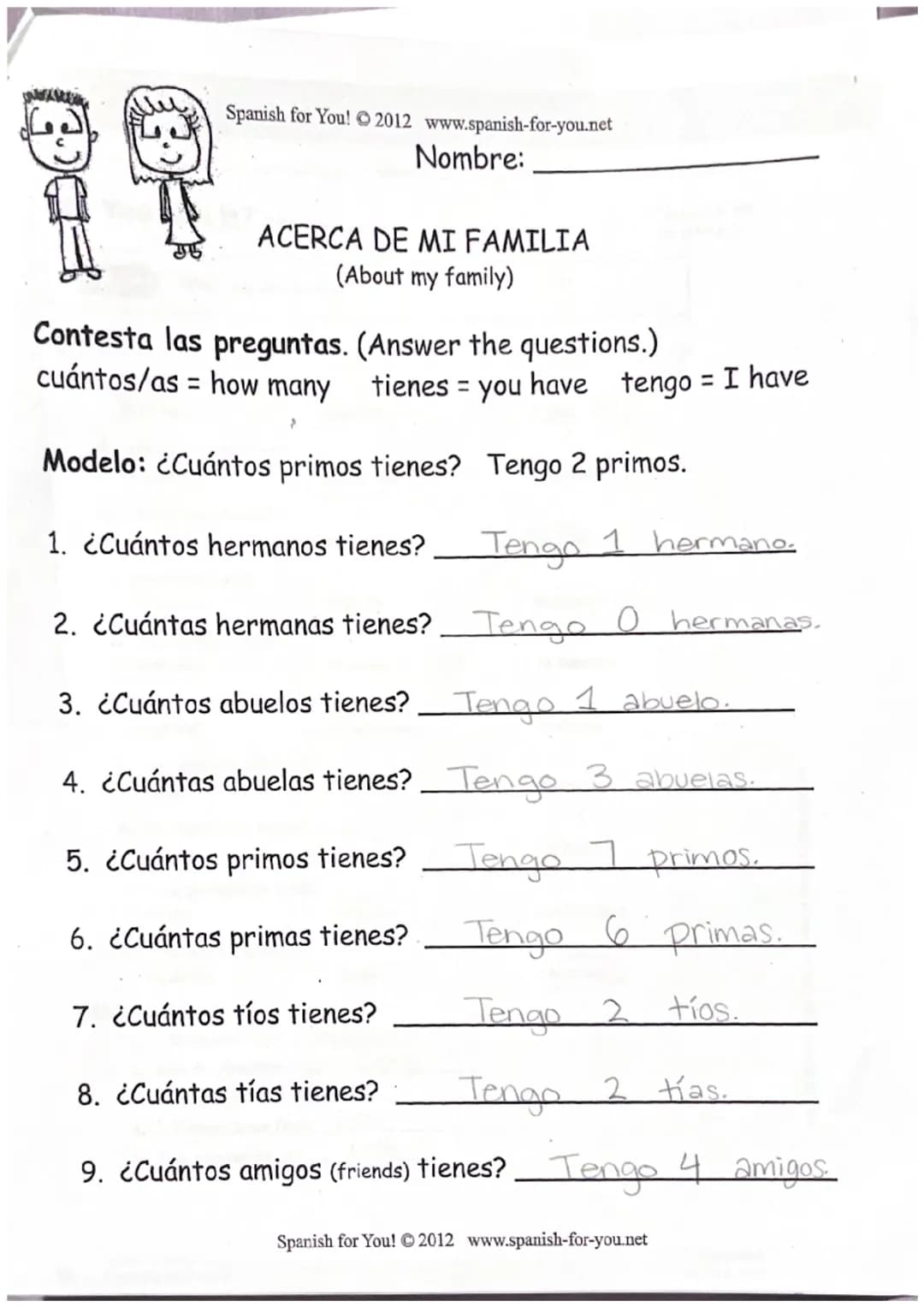 Vocabulario:
Familia
la abuela -grandma
el abuelo-grandpa
los abuelos-grandparents
la familia-family
la hermana-Sister
Notes Aligned to Avan