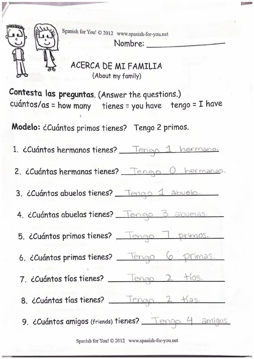 Vocabulario:
Familia
la abuela -grandma
el abuelo-grandpa
los abuelos-grandparents
la familia-family
la hermana-Sister
Notes Aligned to Avan