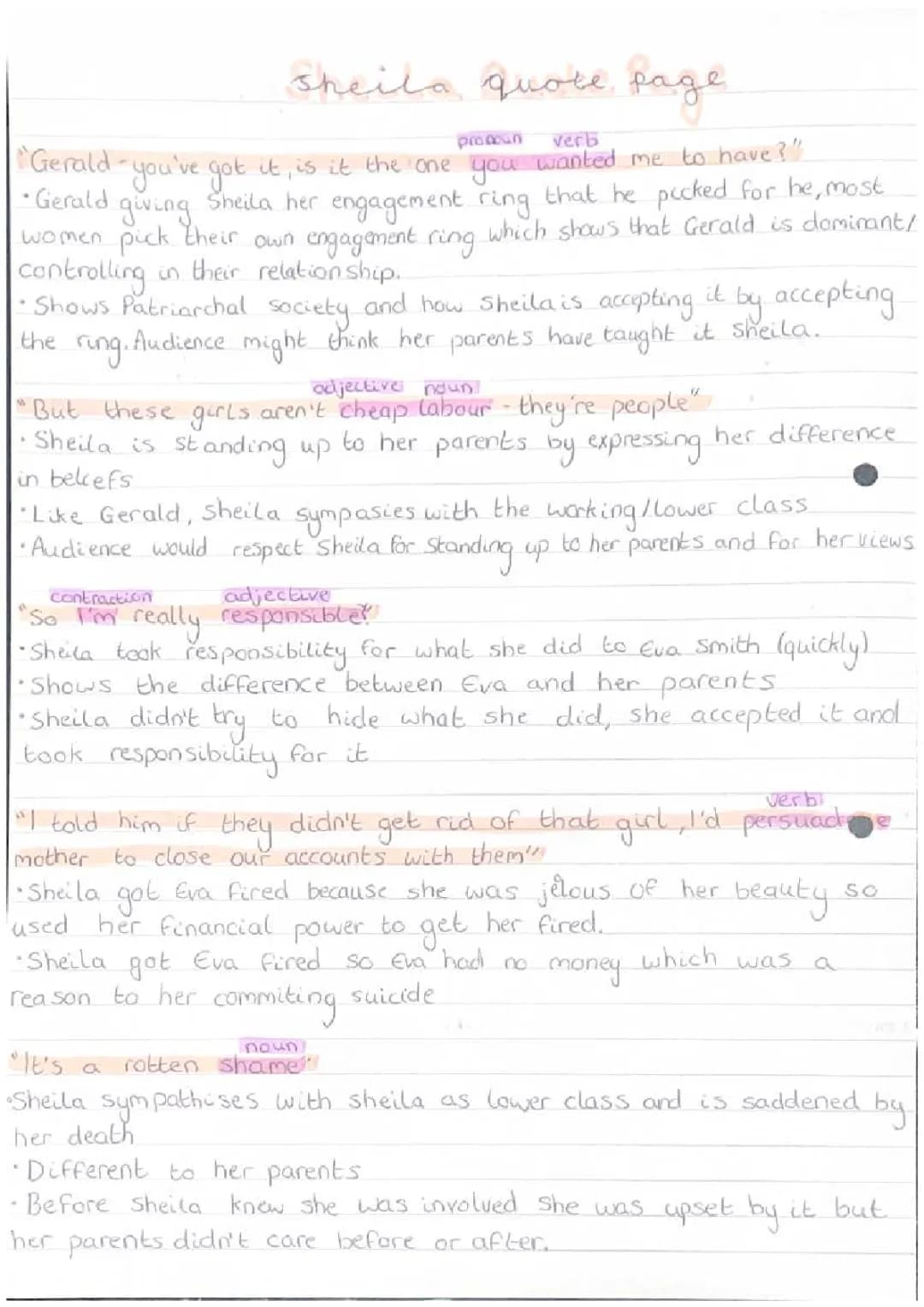 Sheila Birling Quotes and Analysis for School | Acts 1, 2, 3 | Inspector Goole Too