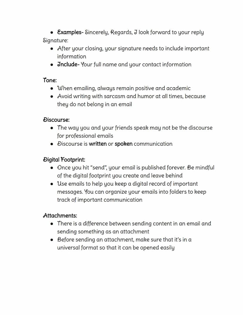 9th Grade English Notes
Email Etiquette
What is email etiquette?
• Email etiquette is an essential set of guidelines and
expectations for ho
