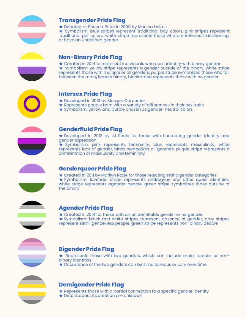 LGBTQ+ PRIDE FLAGS
OOK
GILBERT BAKER PRIDE FLAG
★ Created in 1978 by Gilbert Baker at the request of Harvey Milk
★Symbolism: hot pink repres