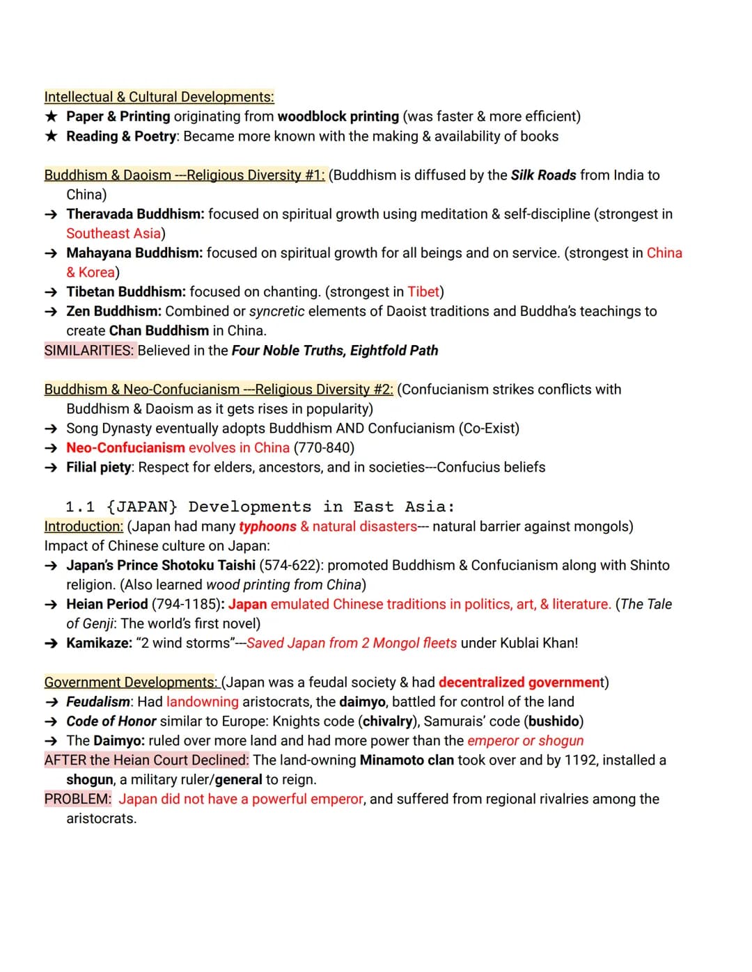 UNIT ONE: GLOBAL TAPESTRY
-----(Post-Classical Period: 1200-1450)-------
1.1 (CHINA} Developments in East Asia:
Society & Introduction: (Pos