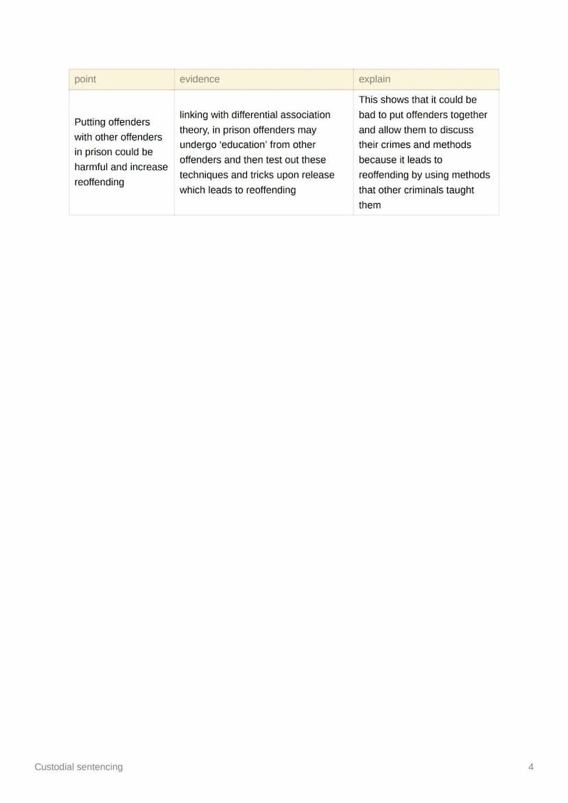 Custodial sentencing
• custodial sentencing - punishment for a crime where the offender spends time in
custody or other closed therapeutic o