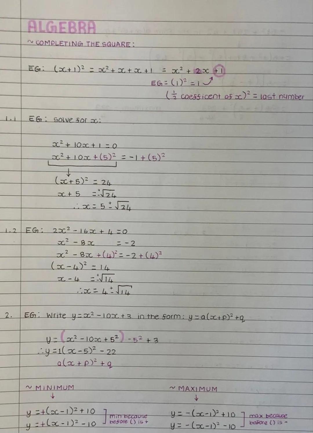 Easy Completing the Square and Finding Minimums and Maximums!