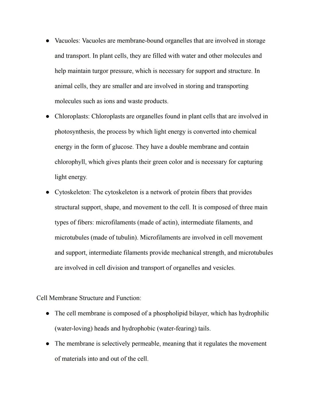 AP Biology Study Guide

III. Cell Structure and Function:

Prokaryotic and Eukaryotic Cells:

• Prokaryotic cells are unicellular organisms 