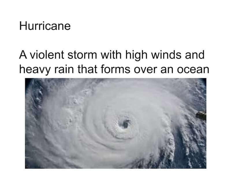 Chapter 6
Video on landforms of southeast Hurricane Season -
The time of year
when hurricanes
mainly occur.
June - Beginning of
November
MAY
