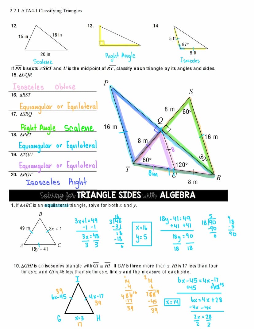 <p><strong>Classifying Triangles by Angles</strong></p>
<p>When classifying triangles by their angles, there are three main types: acute, ri