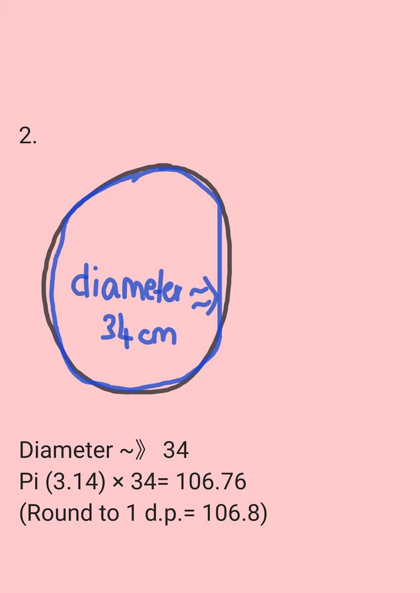 Circumference ~» The perimeter of
thr circle / distance around the
circle
Radius ~ The line that starts from
the edge of a circle to its mid
