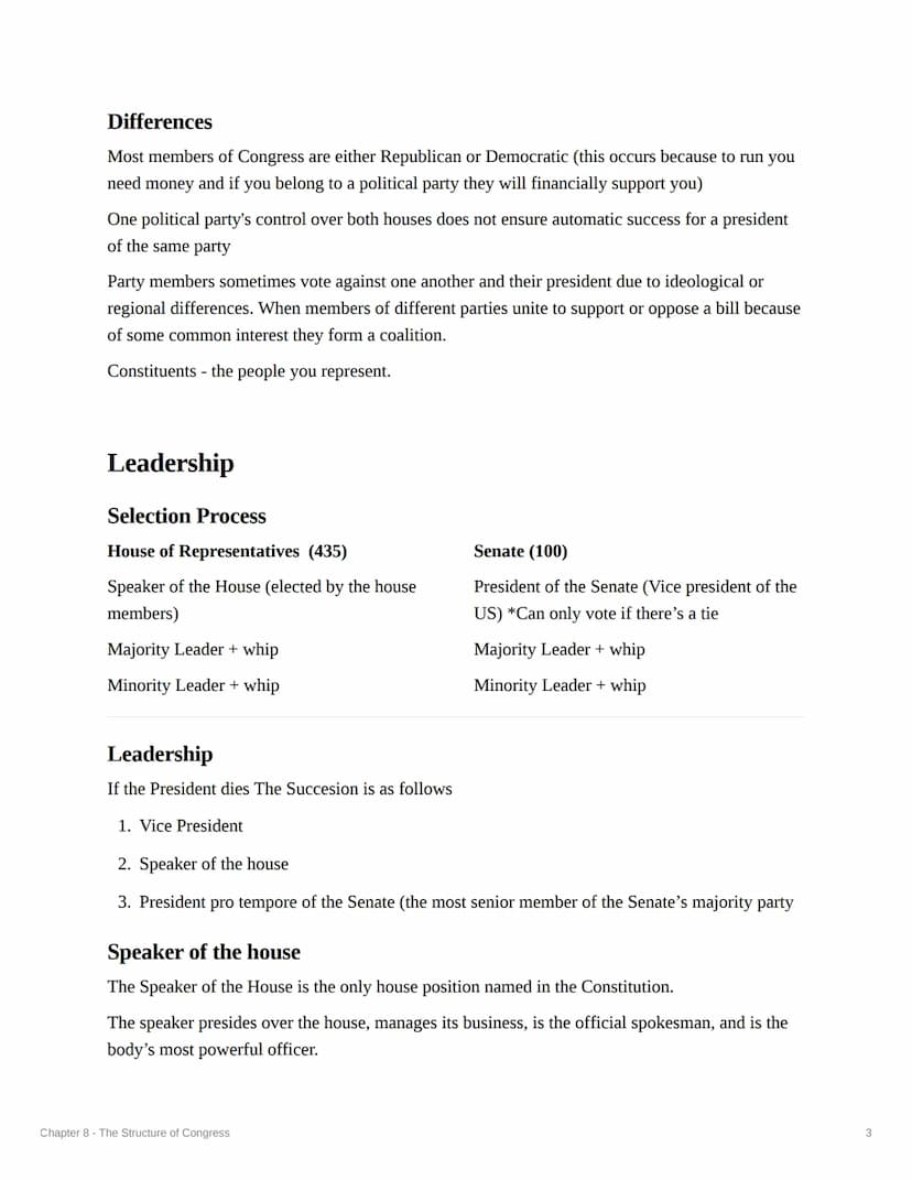 CO
Chapter 8- The Structure of
Congress
Intro
Congress is the first branch of government, this is addressed in Article One of the Constituti