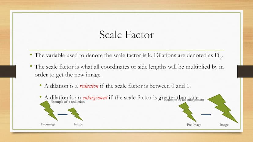 Transformations
Dilations of Two Dimensional Figures Vocabulary
• Dilation: similarity transformation in which a figure is
enlarged or reduc