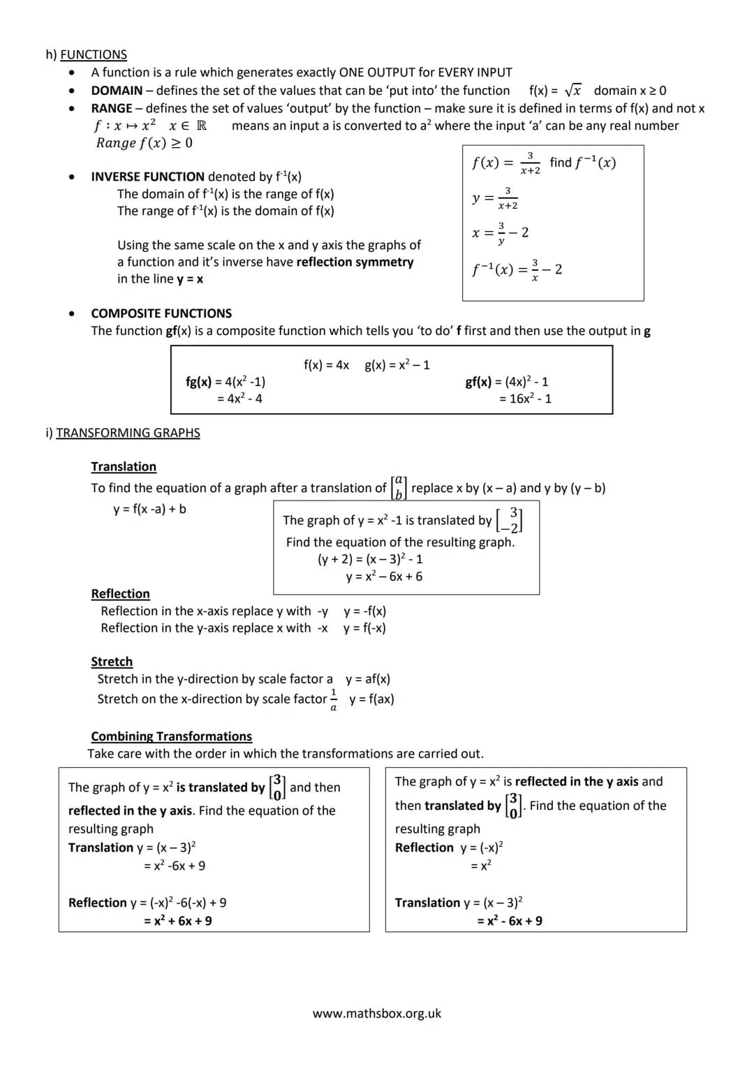 A LEVEL PURE MATHS REVISON NOTES
1 ALGEBRA AND FUNCTIONS
a) INDICES
Rules to learn :
xa xxb = xa+b
Simplify 2x(x - y)² + 3(x − y)²
= (x - y)