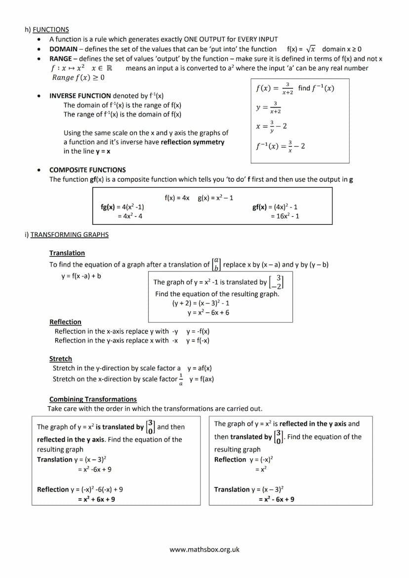 A LEVEL PURE MATHS REVISON NOTES
1 ALGEBRA AND FUNCTIONS
a) INDICES
Rules to learn :
xa xxb = xa+b
Simplify 2x(x - y)² + 3(x − y)²
= (x - y)