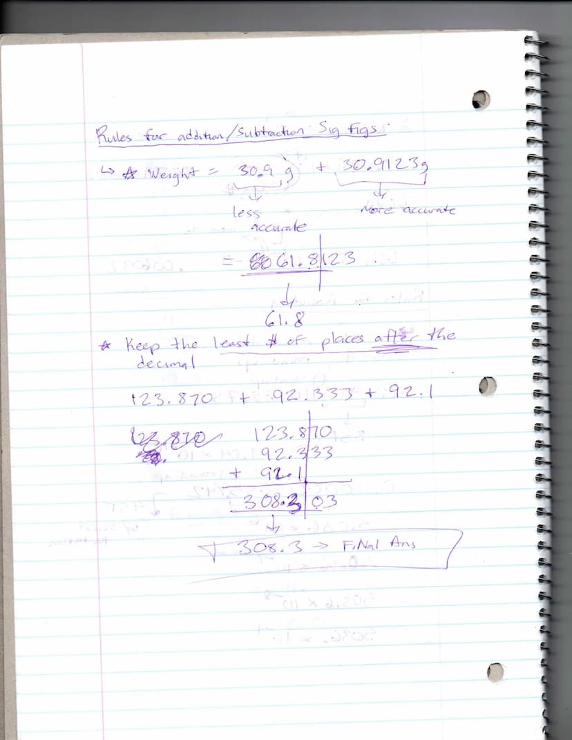 A
F
f
Measurement.
↳ Unit → describes.
Number SaPAPS
mch
umber
I Sig Digits! Th
↳ Scientific Notation
4> Precision & Accuracy/
1
limited by 