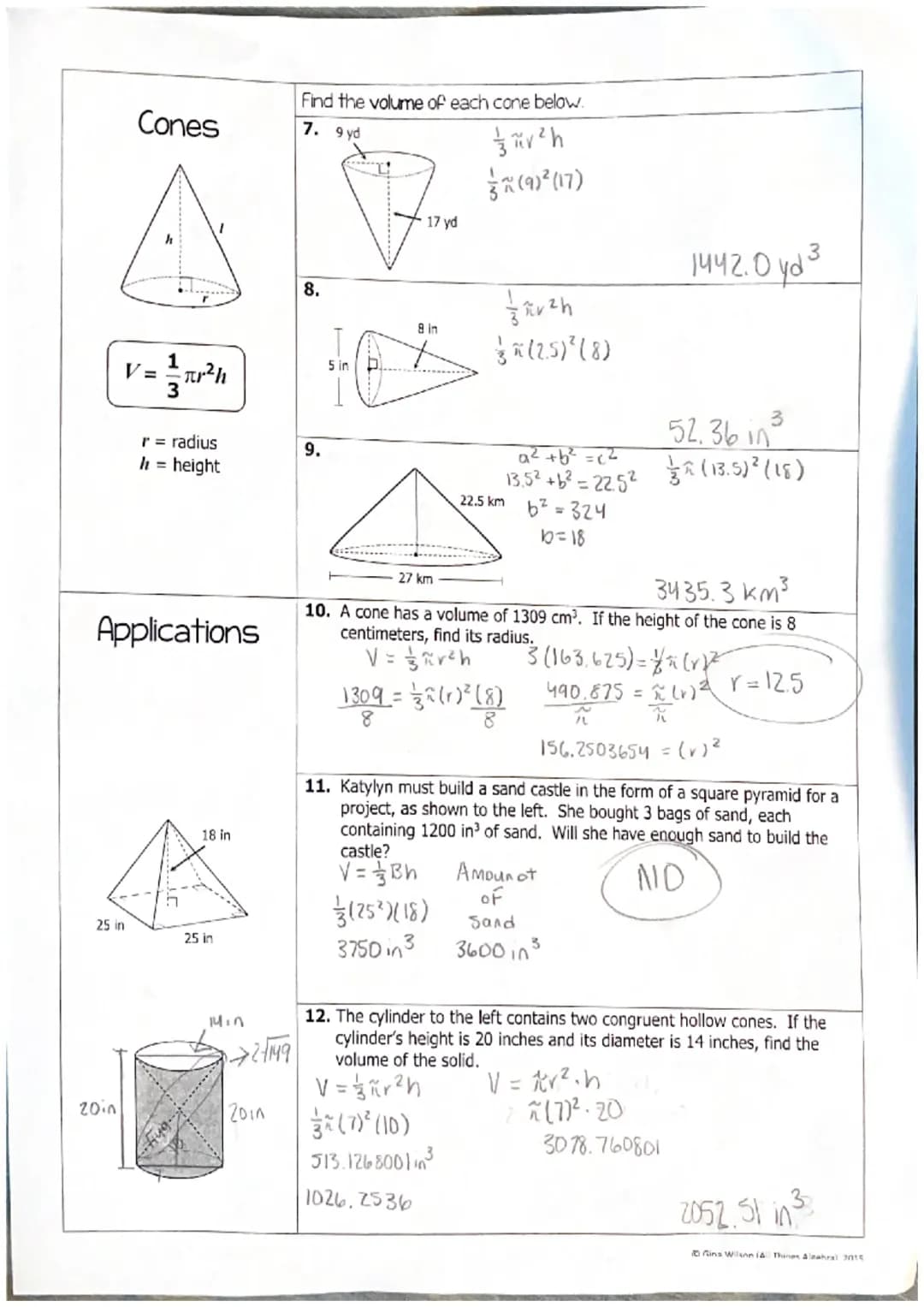 Name: Moh
Topic:
Main Ideas/Questions
Pyramids
B
V== Bh
3
B area of the base
h = height
2.
Notes
Find the volume of each pyramid below.
1.
B