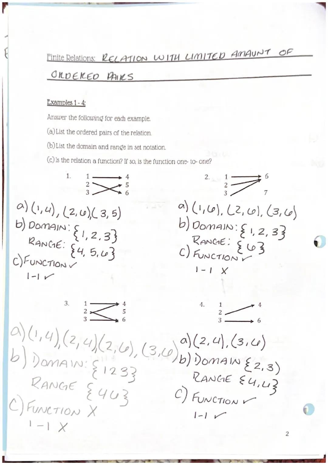 Lesson 1- Introduction to Functions
Definitions:
Relation: a relation is a set of all ordered pairs (x,y) →
they create graphs!
(x)Domain: t