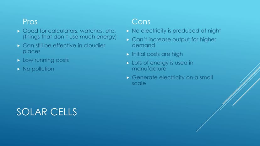 RENEWABLE ENERGY
RESOURCES
Pros and cons Pros
No pollution is caused
No fuel/running costs
Turbines don't leave permanent
damage
WIND POWER
