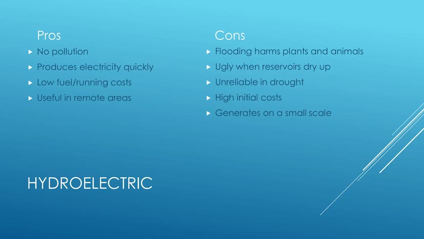 RENEWABLE ENERGY
RESOURCES
Pros and cons Pros
No pollution is caused
No fuel/running costs
Turbines don't leave permanent
damage
WIND POWER
