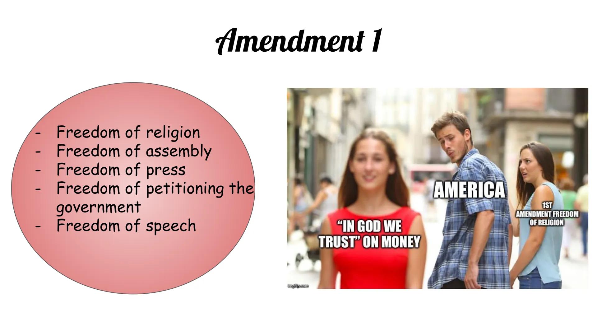Understanding the Bill of
Rights: Meme Project
Layla Guthrie #13
AP Gov Section J
Due Date: October 4, 2019 I
-
Amendment 1
Freedom of relig