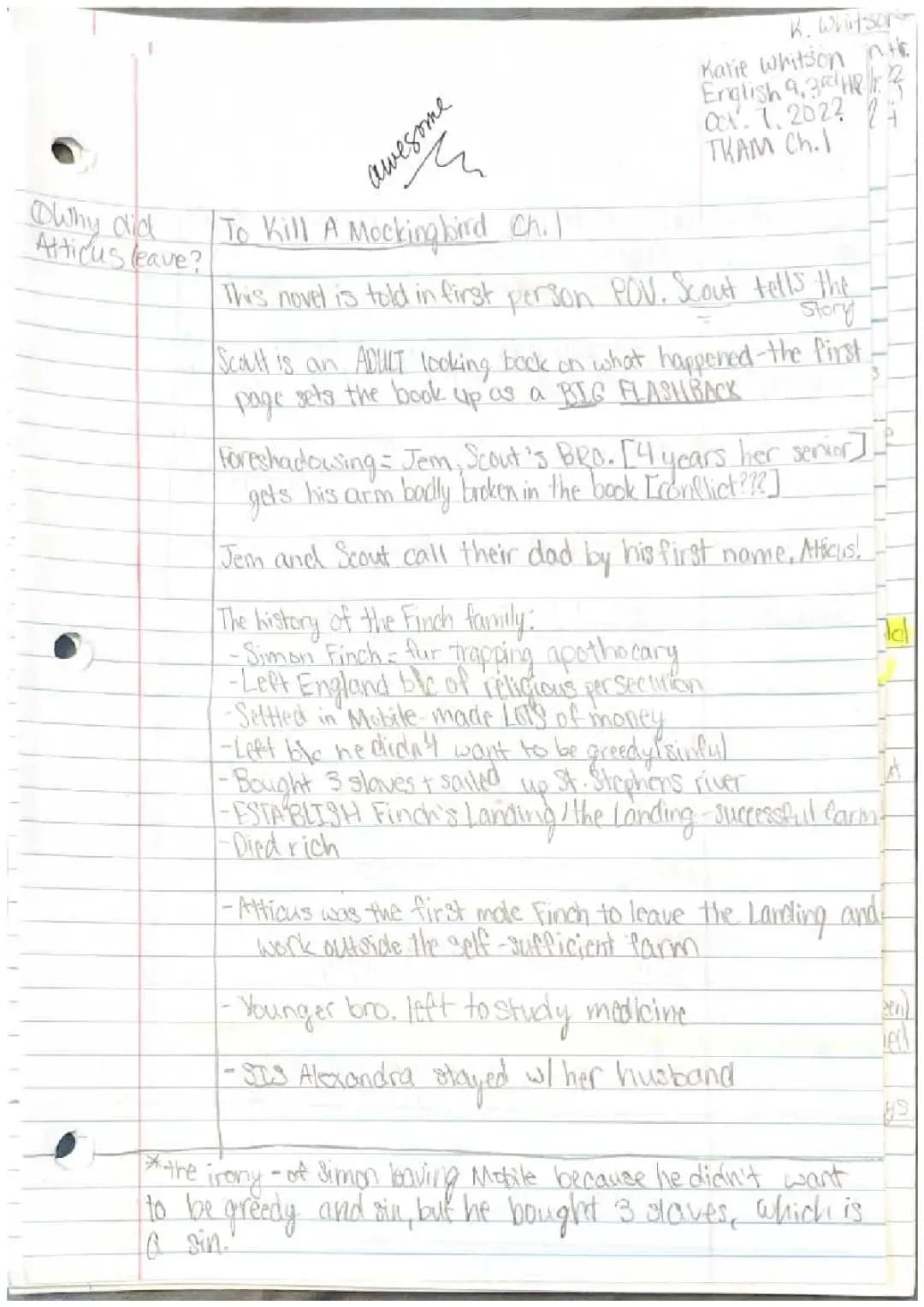 To Kill a Mockingbird: Chapter 1 Characters and Summary - Easy Notes and Fun Quizzes