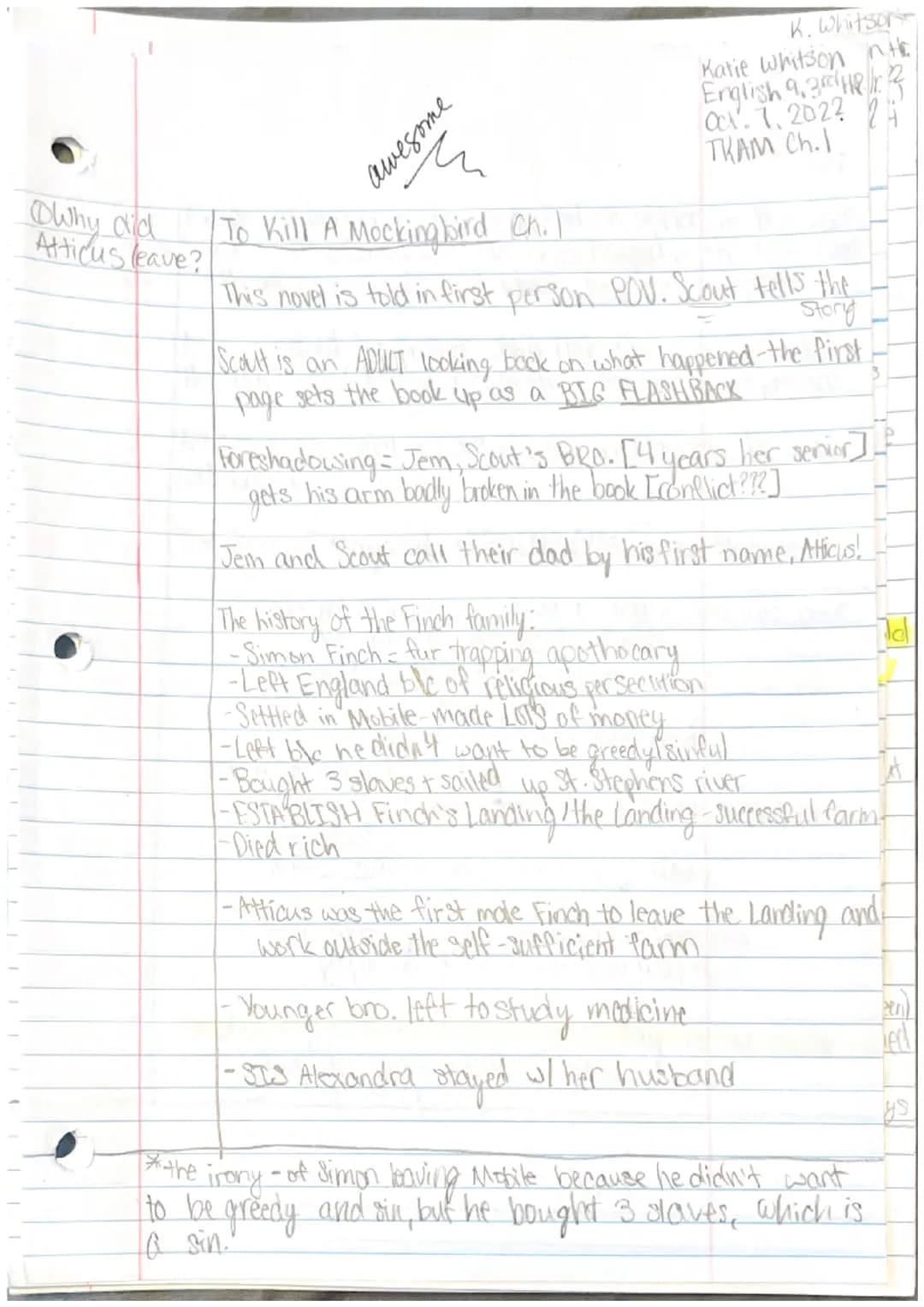 
<p>In the first chapter of "To Kill a Mockingbird," the story is narrated by Scout, an adult who is looking back on her childhood. The nove