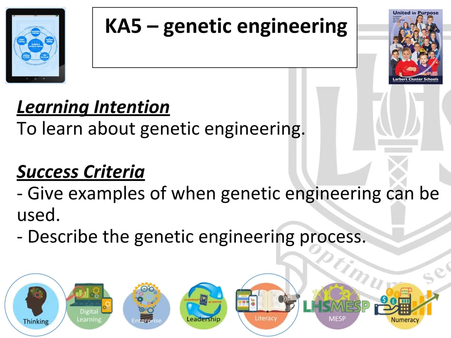 N5 Unit 1 KA5
Genetic Engineering N5 biology course
1. Cell Biology
2. Multicellular Organisms
3. Life on Earth Unit 1 Cell Biology
1. Cell 