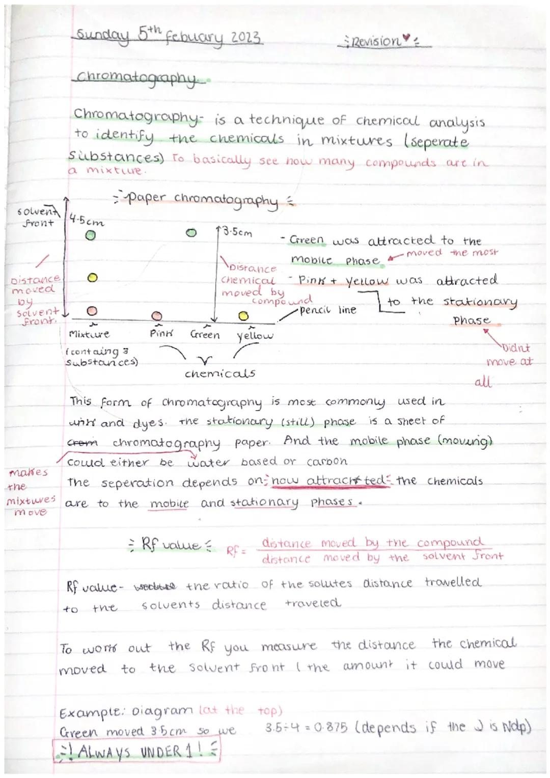 solvent
Front
Distance
moved
by
Solvent
front.
makes
the
mixtures
move
Sunday 5th febuary 2023
Chromatography.
Chromatography-
is a techniqu