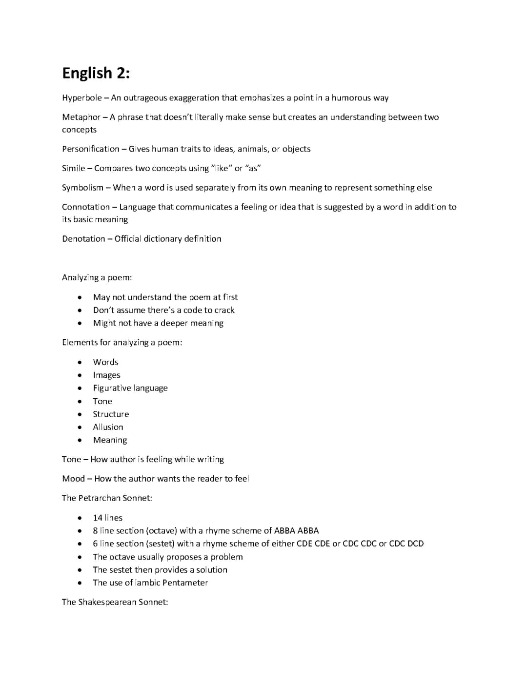 English 2 Notes
