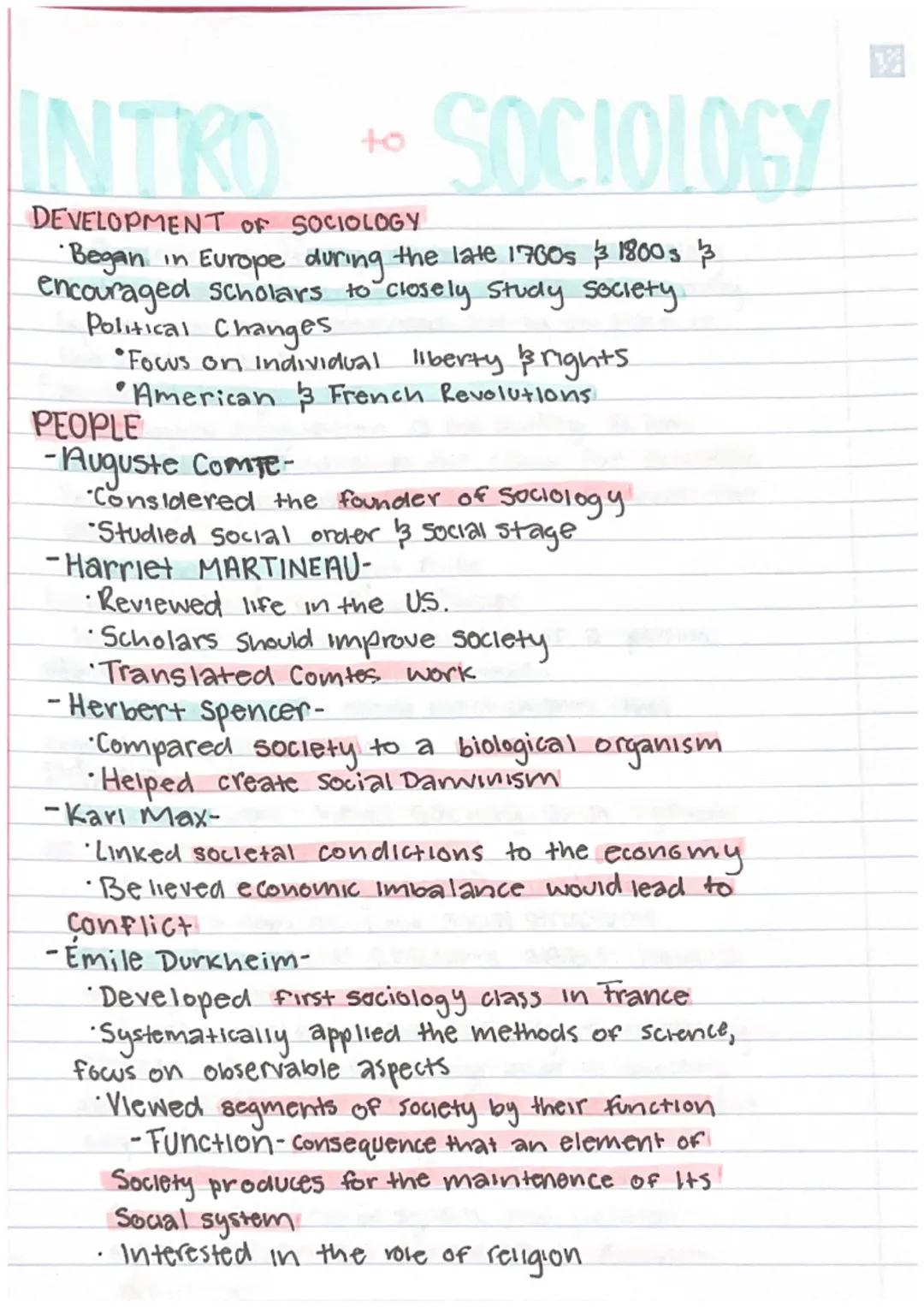 # INTRO SOCIOLOGY

DEVELOPMENT OF SOCIOLOGY
*   Began in Europe during the late 1700s $ 180033$
*   encouraged scholars to closely Study soc