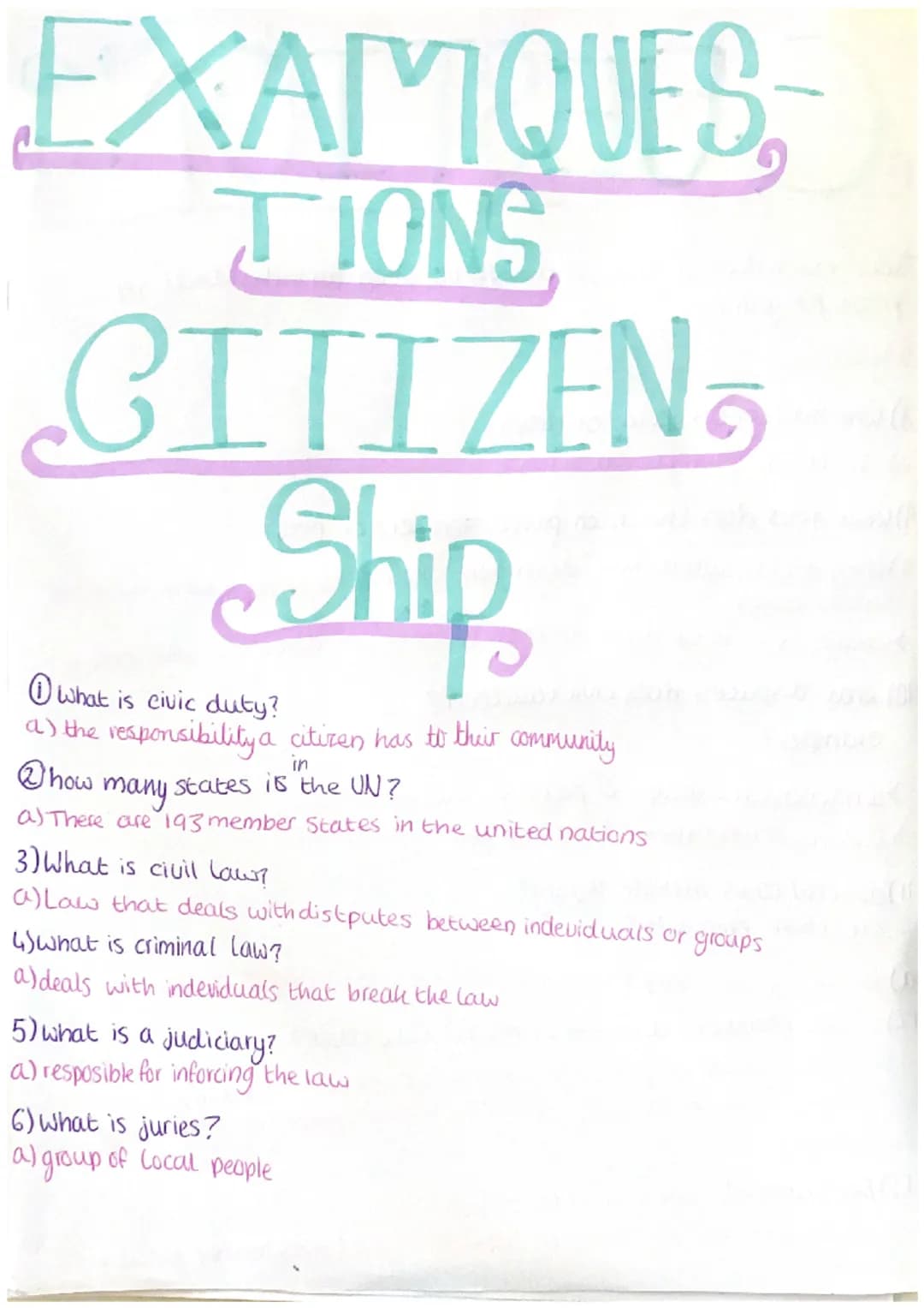 EXAMIQUES,
TIONS
CITIZEN
Ship
what is civic duty?
a) the responsibility a citizen has to their community
in
Ⓒhow
many states is the UN?
a) T